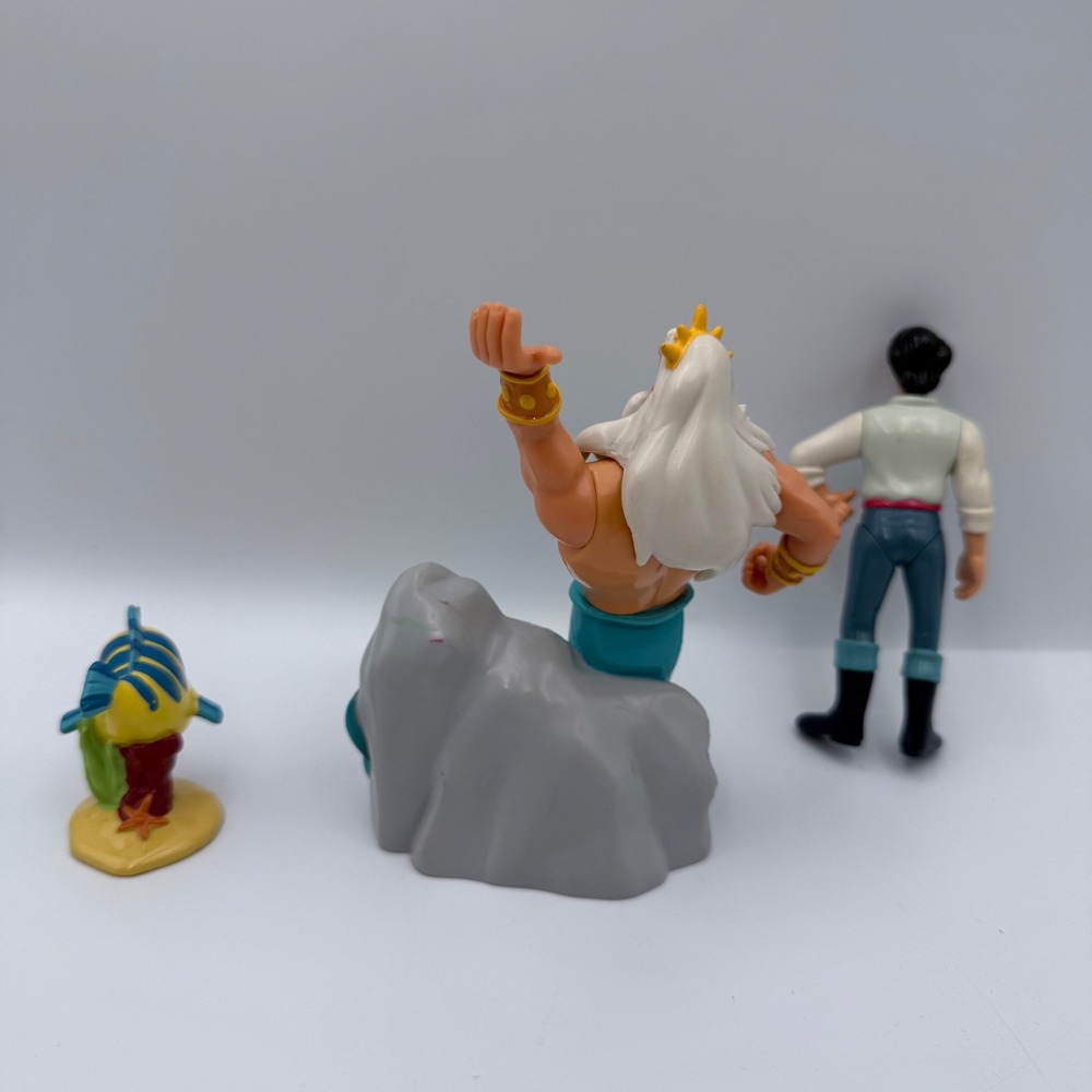 Disney The Little Mermaid Figure Lot King Triton Prince Eric Flounder Vintage - Picture 2 of 7